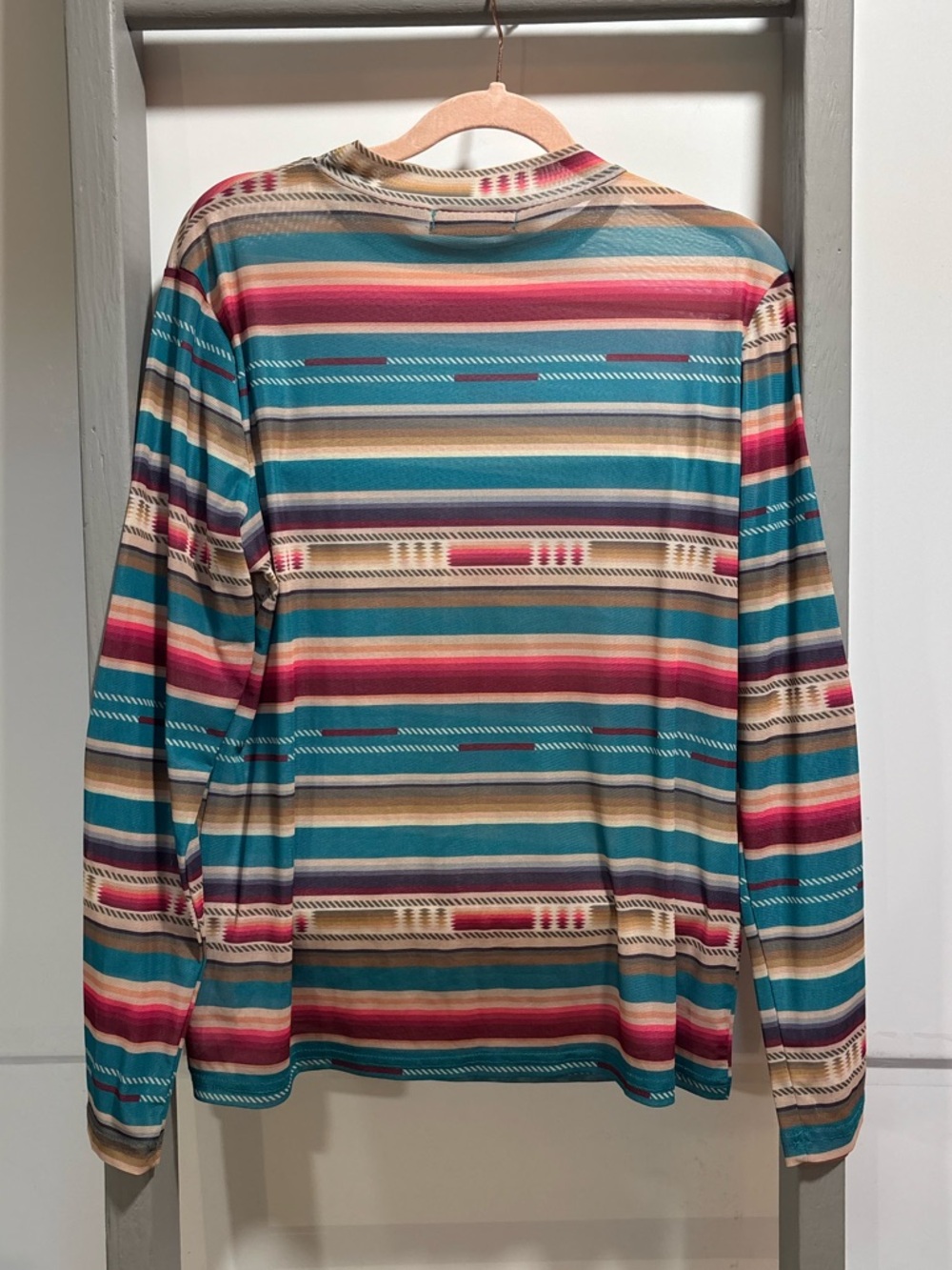 Sterling Kreek L sheer long sleeve tee, western, southwestern, fall layers 90’s - Picture 7 of 9